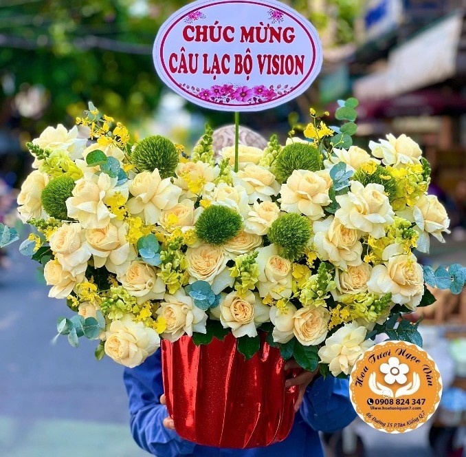 Giỏ hoa Chúc Mừng - Khởi Sắc An Khang