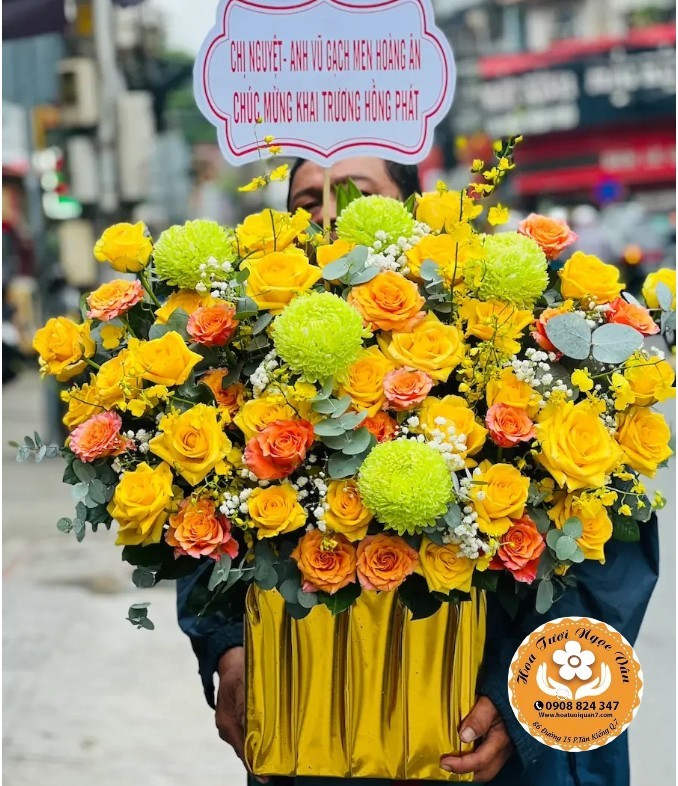 Hộp Hoa Khai Trương Sinh Khí Bừng Nở